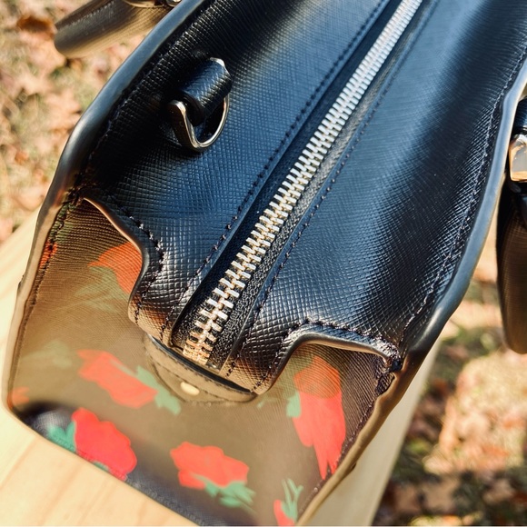 Kate Spade Madison Rose Toss Printed Medium Satchel Handbag Crossbody Strap - Picture 8 of 11